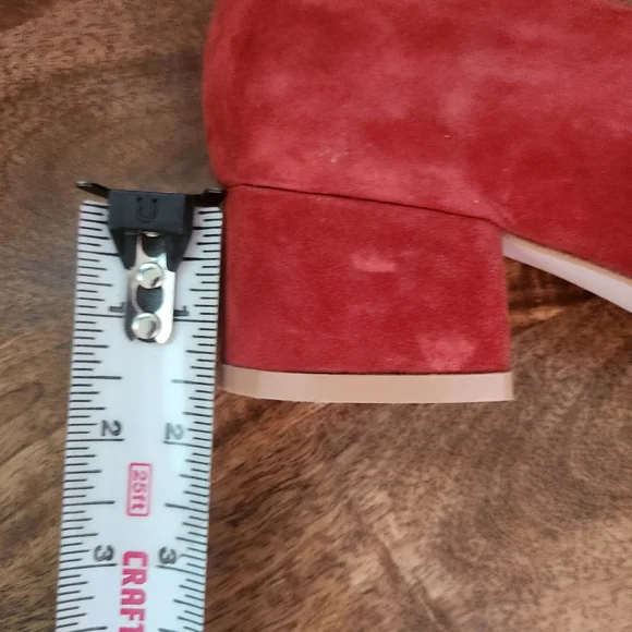 Jeffrey Campbell Red Suede Low Heel Round Toe Pumps - Picture 9 of 9